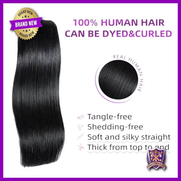 20 Inch Straight Clip In Human Hair Extensions 8 Piece Set main image 4
